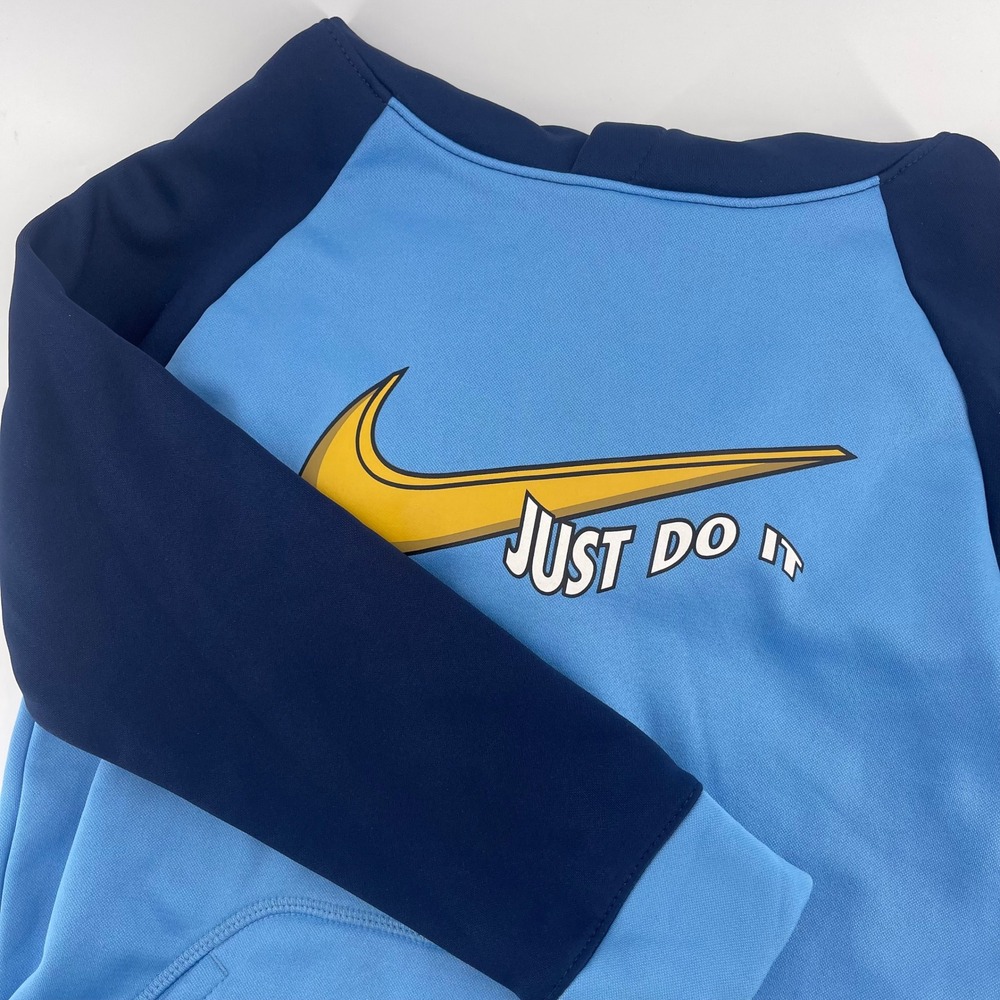 Nike Therma-FIT Hoodie Pullover Just Do It Blue Gray Youth Size‎ L